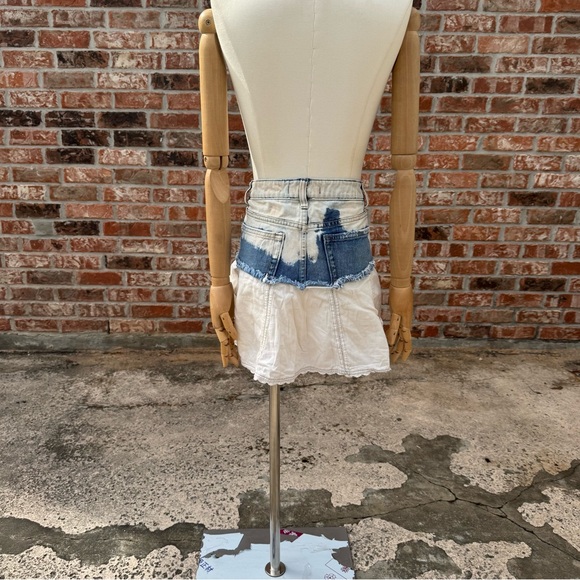 Free People vintage Y2K denim & lace mini skirt / 28 / Excellent condition - Picture 11 of 13